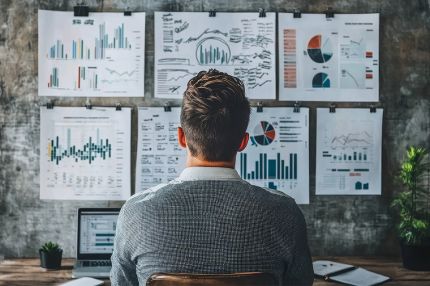 Mann prüft Finanzdaten